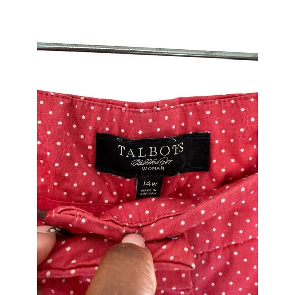 Talbots Pink Polka Dot Work Office Business Career Heritage Ankle Pants Size 14W - Picture 2 of 10